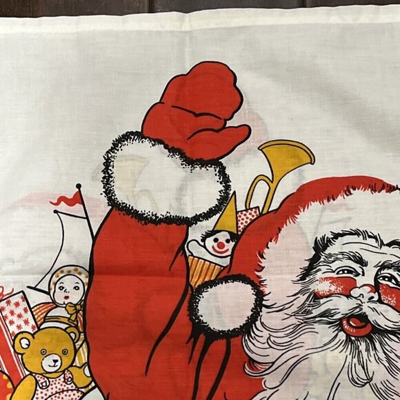 Vintage Christmas Pillowcase Santa Sack toys 50% Polyester/ cotton England - Picture 5 of 15